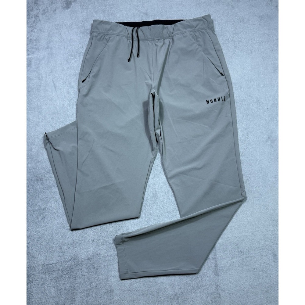 NOBULL Pants Mens S Drive Pants Athletic Performance Jogger Ankle Zip Gray Dad